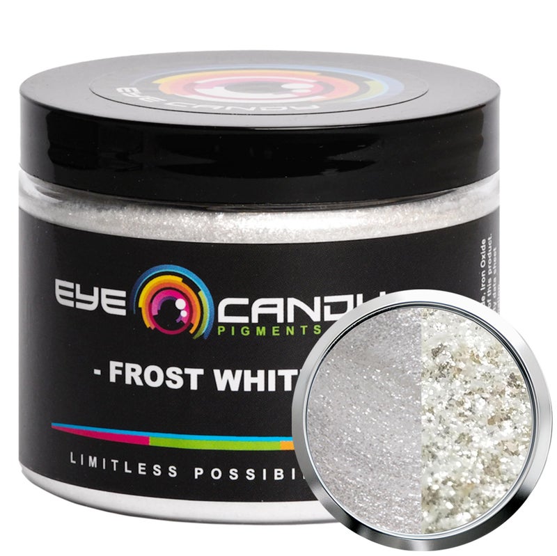 Eye Candy Pigments Premium White Mica Powder - Frost White (50gr) - for Epoxy, Resin, Soap, Paint, Woodworking, Acrylic Pouring, Bath Bombs, Fishing Lures - DIY Arts and Crafts Additive - Image 1